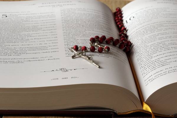 bible with rosary