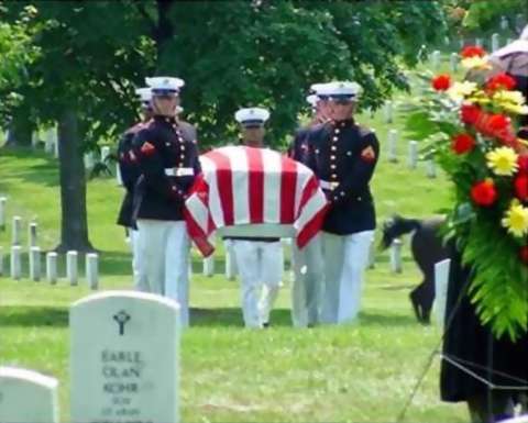 Memorial Day Flag Draped Coffin