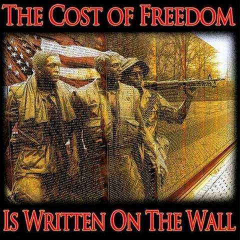 Memorial Day Cost of Freedom Written on Wall