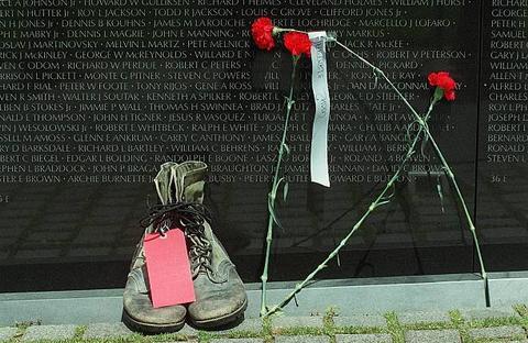 Memorial Day Boots and Wall Memorial
